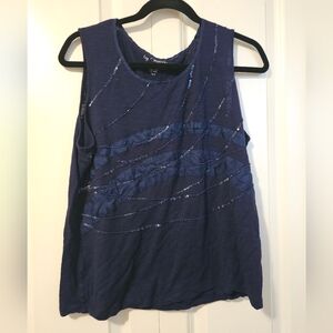Chico's Dark Blue Sleeveless Sequined Top SZ 2X